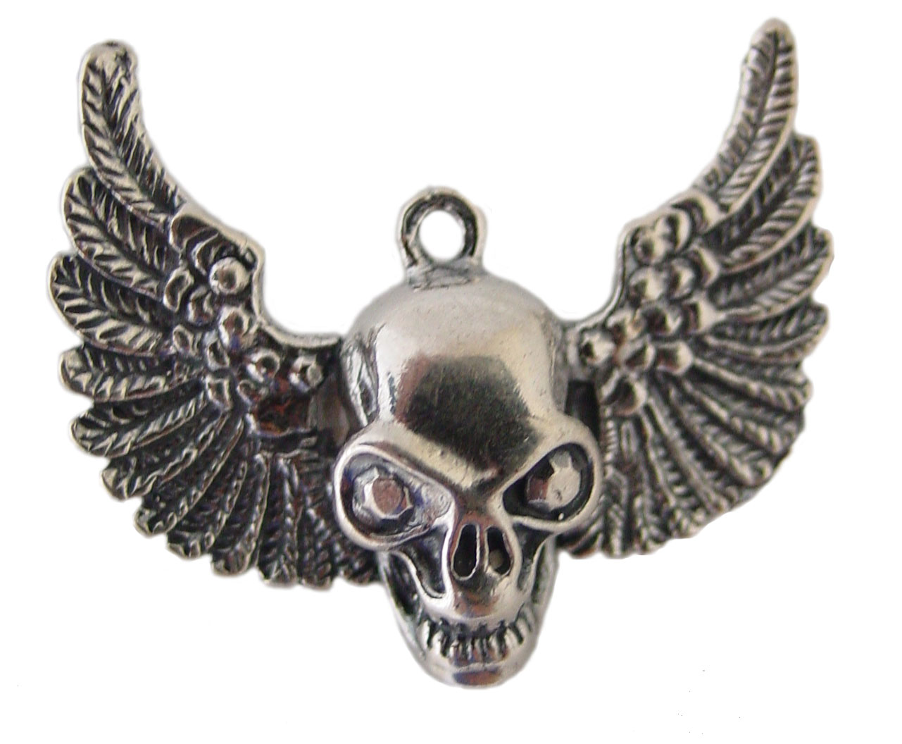 Sterling Silver Skull & Wings Pendant Charm